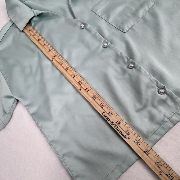 House of Harlow 1960 Women's Satin Pajama Set Seafoam Green Small Pearl Button - Picture 7 of 16